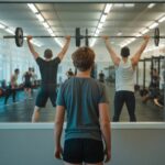 A boy standing outside of gym looking at it